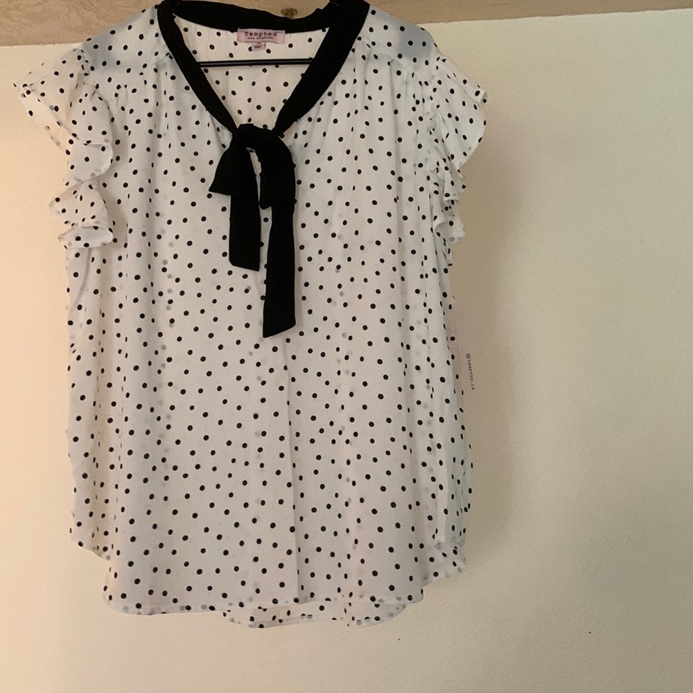 Tempted Los Angeles Black and White Polka Dot Blouse 2x